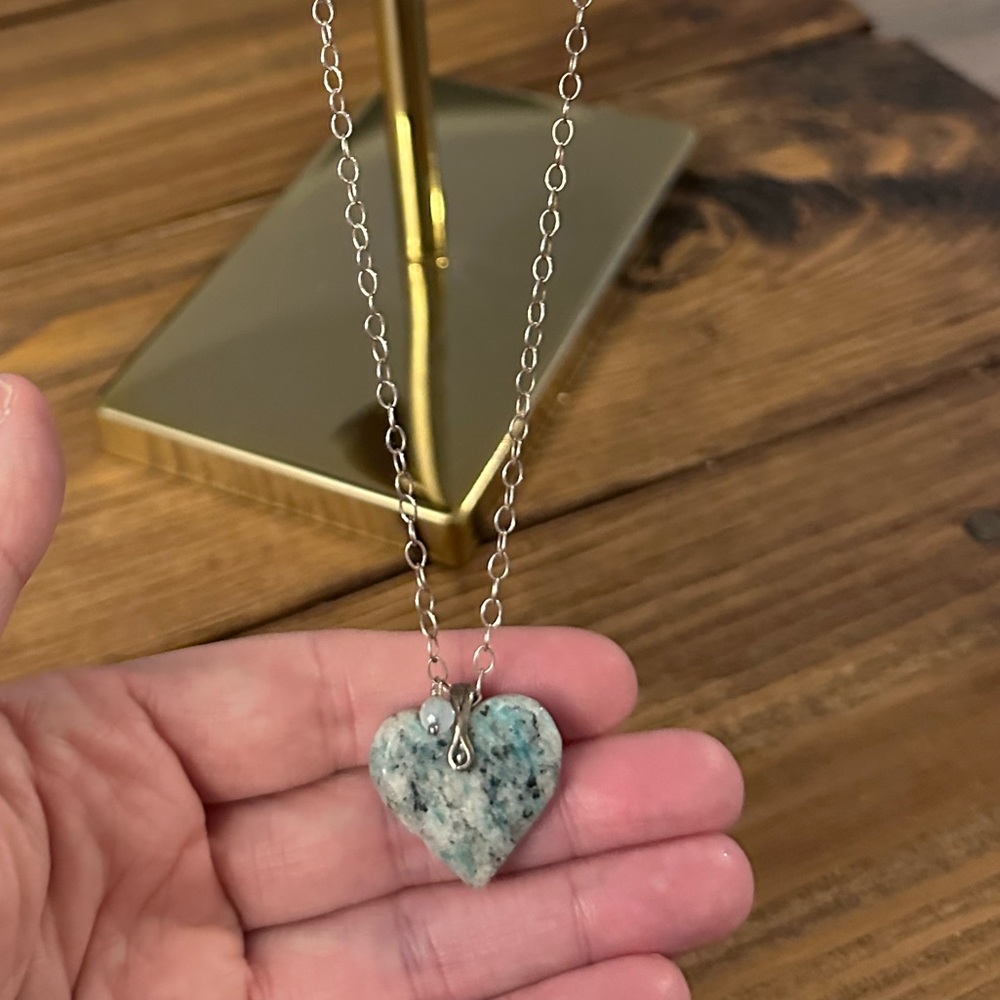 Handmade beautiful blue heart necklace